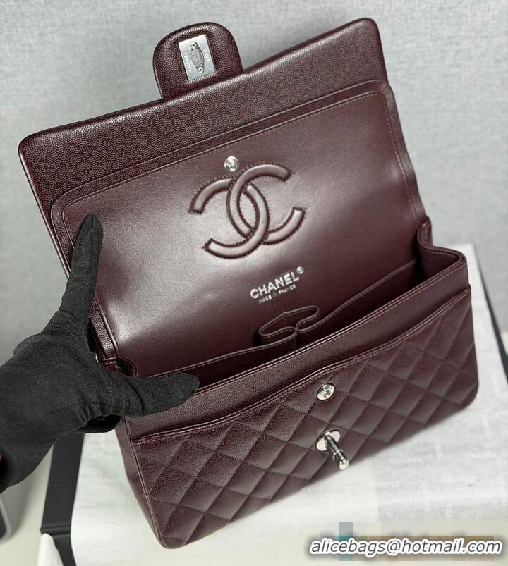 Famous Brand Chanel Quilted Leather Classic Double Flap Bag AS2562 Dark Brown Silver Hardware