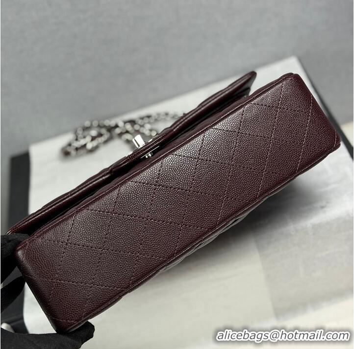 Famous Brand Chanel Quilted Leather Classic Double Flap Bag AS2562 Dark Brown Silver Hardware