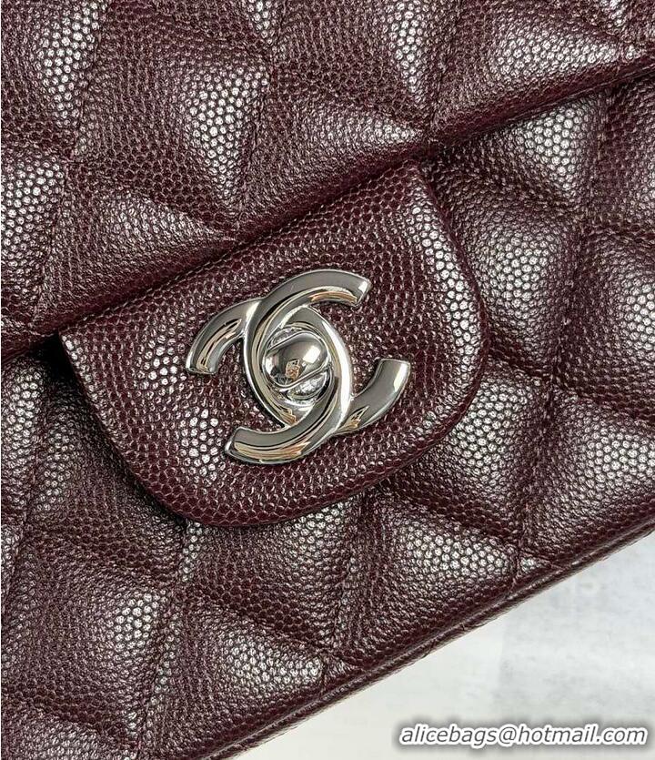 Famous Brand Chanel Quilted Leather Classic Double Flap Bag AS2562 Dark Brown Silver Hardware