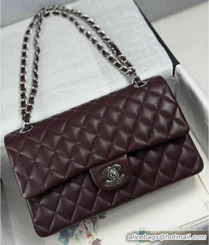 Famous Brand Chanel Quilted Leather Classic Double Flap Bag AS2562 Dark Brown Silver Hardware