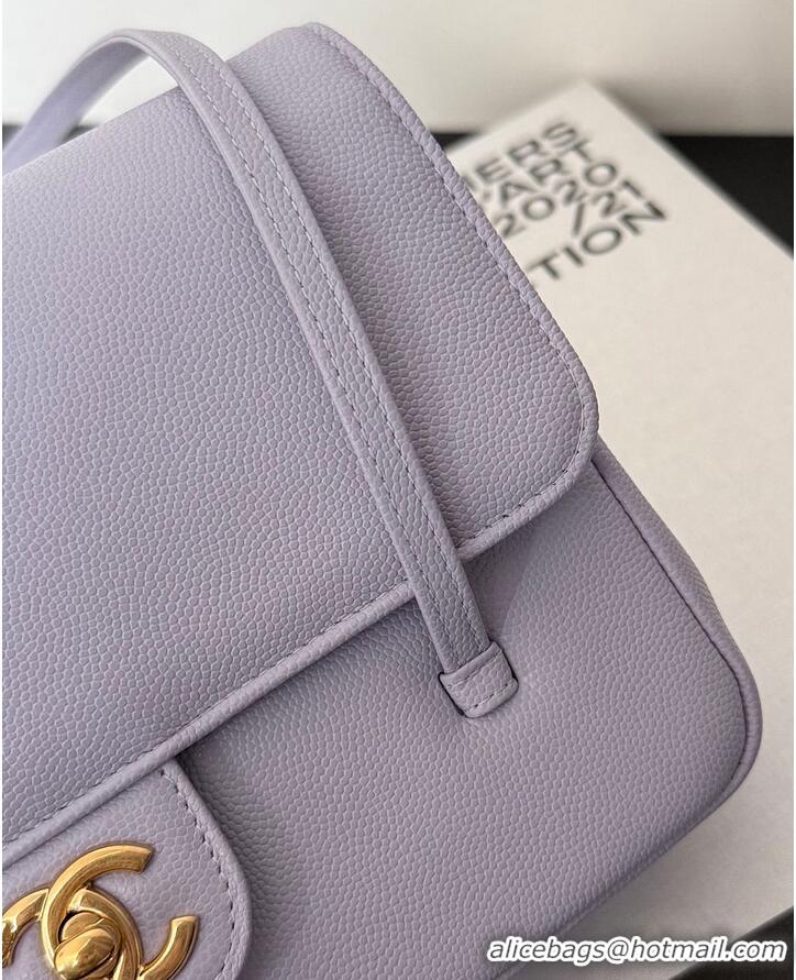 Best Price Chanel Small Flap Bag Grained Shiny Calfskin & Gold-Tone Metal AS6130 Lilac