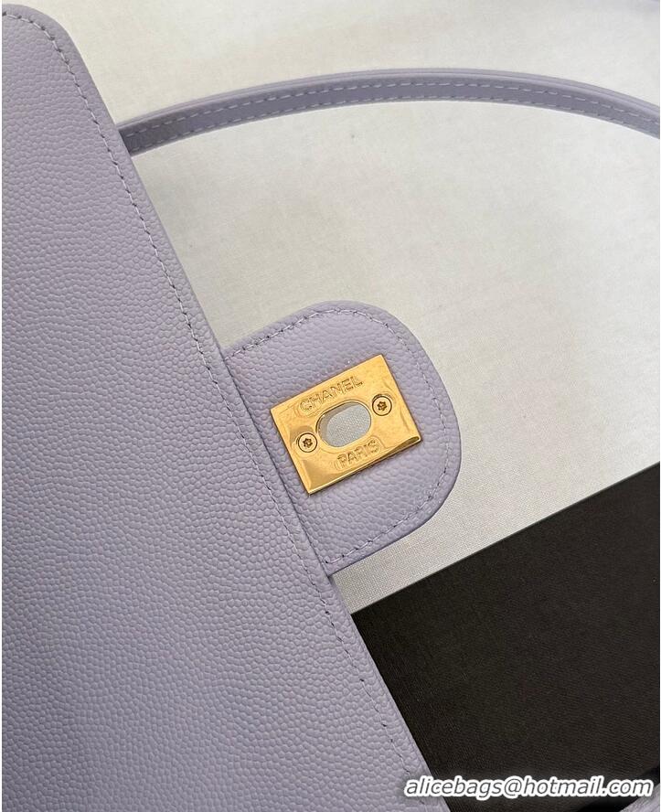 Best Price Chanel Small Flap Bag Grained Shiny Calfskin & Gold-Tone Metal AS6130 Lilac