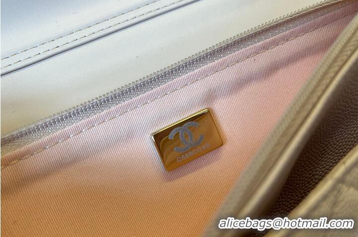 New Fashion Chanel Mini Flap Bag With Top Handle Grained Calfskin AS8452 Light Beige/Gold