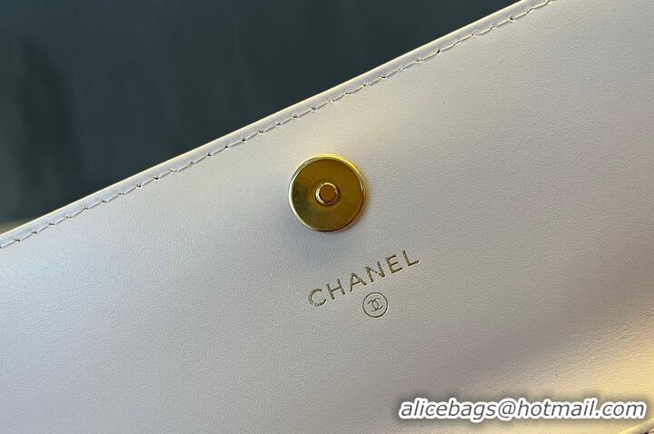 Luxury Cheap Chanel Mini Flap Bag With Top Handle Grained Gold-tone Diamond Quilting AS8453 Light Beige