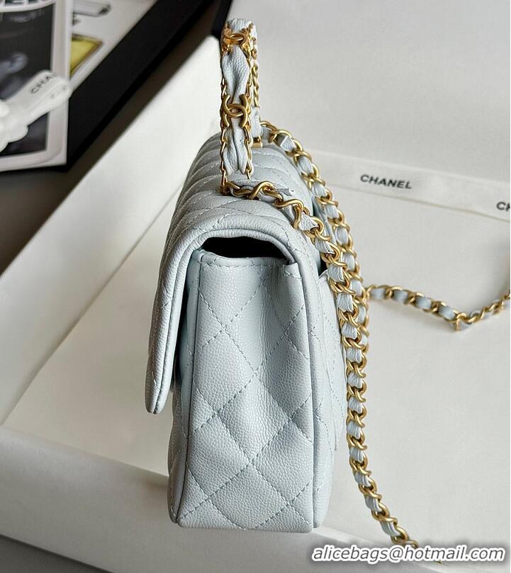 Market Sells Chanel Small Coco Handle Flap Bag In Caviar Leather AS2568 Light Blue/Gold