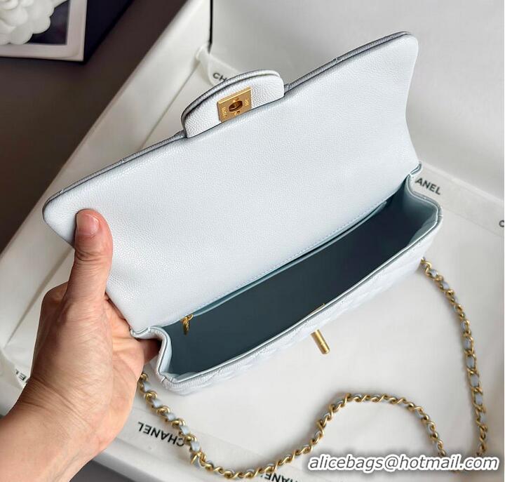 Market Sells Chanel Small Coco Handle Flap Bag In Caviar Leather AS2568 Light Blue/Gold