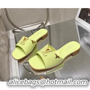 Pretty Style Louis Vuitton LV Mare Flat Mule Slides Sandals Light Green Calfskin Leather 6061501