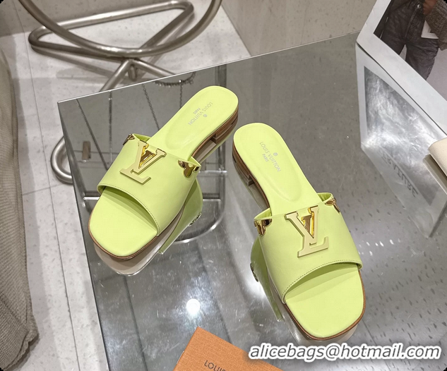 Pretty Style Louis Vuitton LV Mare Flat Mule Slides Sandals Light Green Calfskin Leather 6061501
