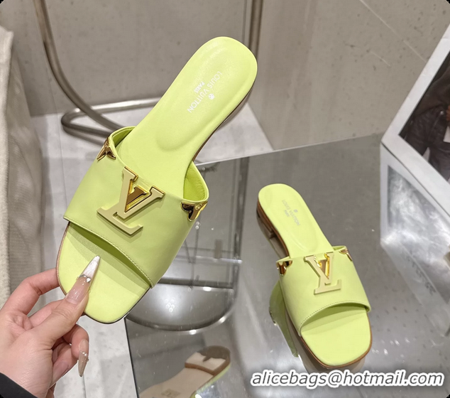Pretty Style Louis Vuitton LV Mare Flat Mule Slides Sandals Light Green Calfskin Leather 6061501