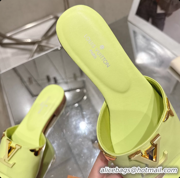 Pretty Style Louis Vuitton LV Mare Flat Mule Slides Sandals Light Green Calfskin Leather 6061501