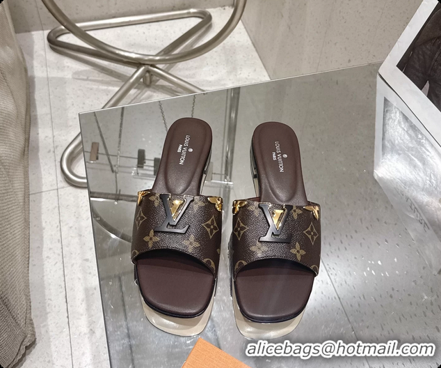 Most Popular Louis Vuitton LV Mare Flat Mule Slides Sandals Brown Monogram Canvas 6061501