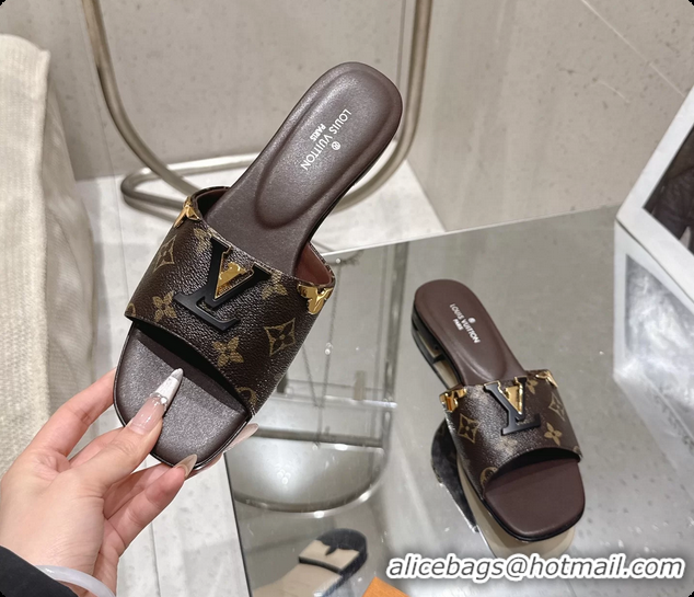Most Popular Louis Vuitton LV Mare Flat Mule Slides Sandals Brown Monogram Canvas 6061501