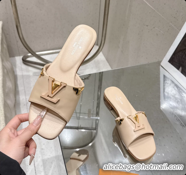 Good Product Louis Vuitton LV Mare Flat Mule Slides Sandals Beige Calfskin Leather 6061501