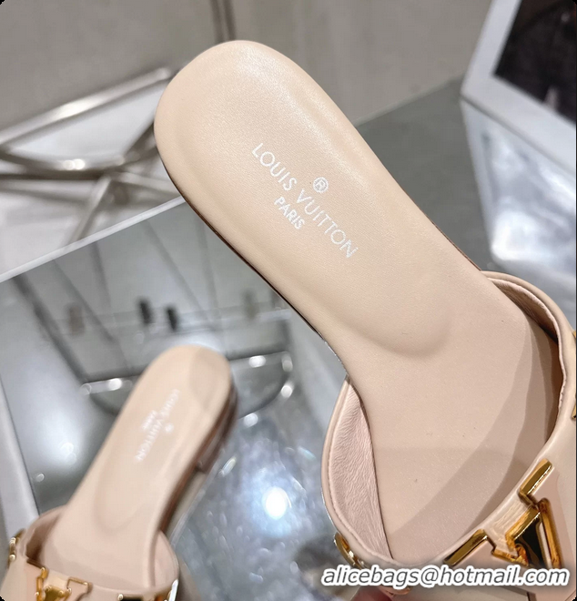 Good Product Louis Vuitton LV Mare Flat Mule Slides Sandals Beige Calfskin Leather 6061501