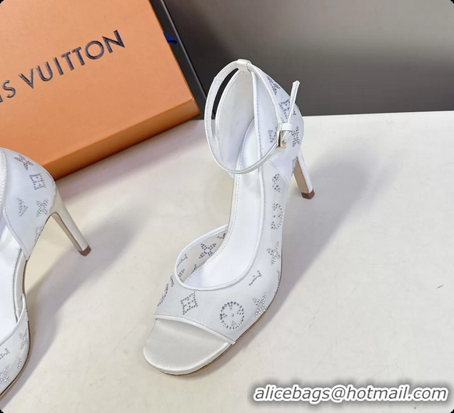 Top Grade Louis Vuitton Gala High Heeled Sandals White Translucent Mesh Strass 85MM 6061502
