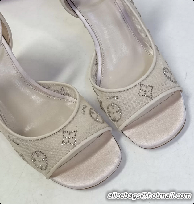 Best Product Louis Vuitton Gala High Heeled Sandals Beige Translucent Mesh Strass 85MM 6061502