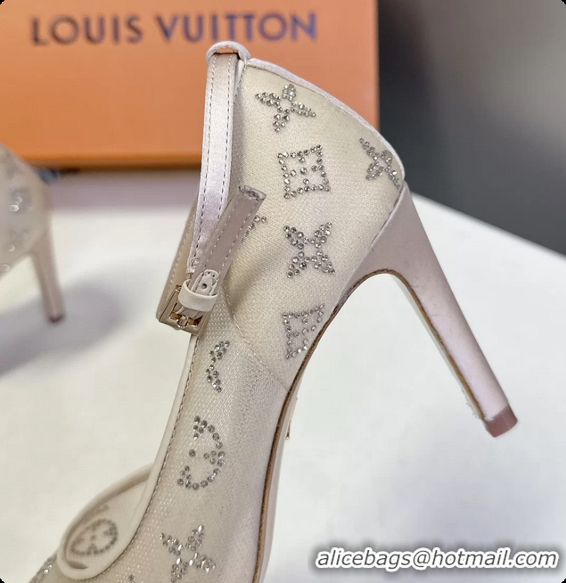 Best Product Louis Vuitton Gala High Heeled Sandals Beige Translucent Mesh Strass 85MM 6061502