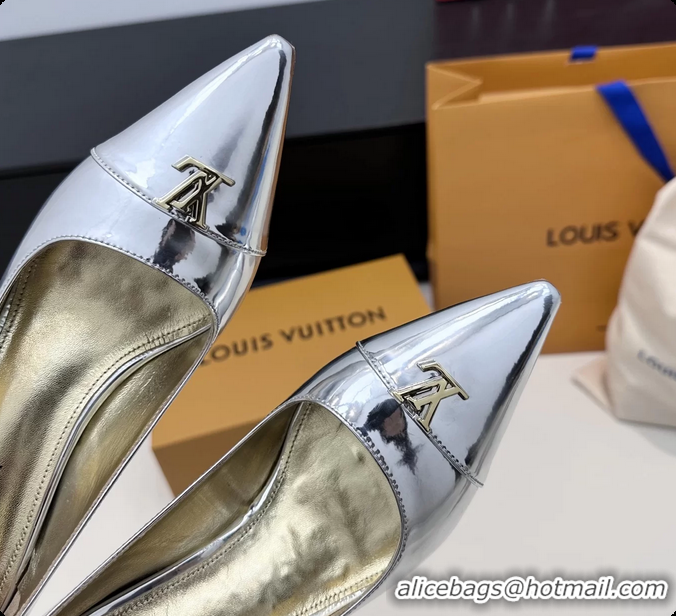 Charming Louis Vuitton City Pumps Shoes Silver Metallic Leather 100MM 6061503