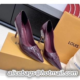 Durable Louis Vuitton City Pumps Shoes Purple Patent Leather 100MM 6061503