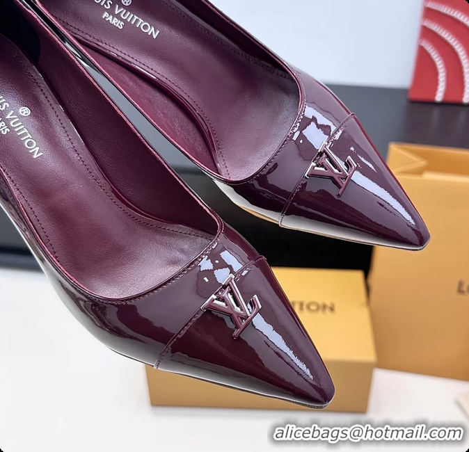 Durable Louis Vuitton City Pumps Shoes Purple Patent Leather 100MM 6061503