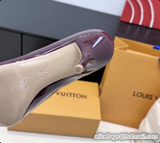 Durable Louis Vuitton City Pumps Shoes Purple Patent Leather 100MM 6061503