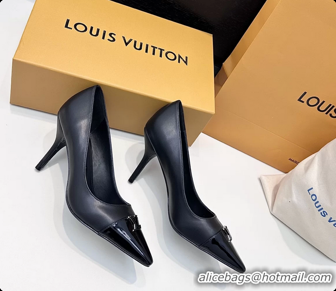 Unique Style Louis Vuitton City Pumps Shoes Black Patent Leather 100MM 6061503