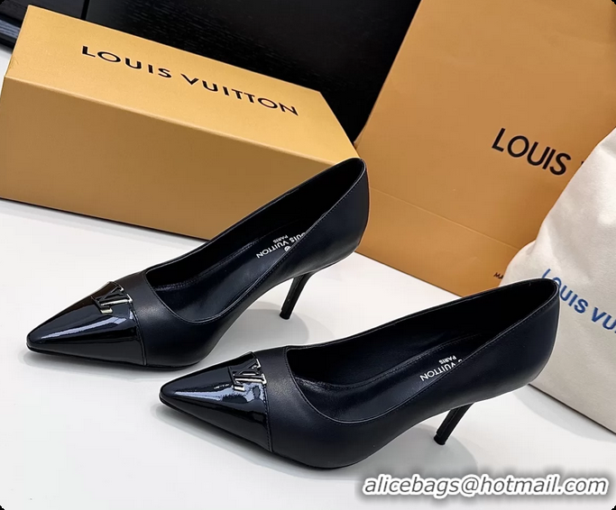 Unique Style Louis Vuitton City Pumps Shoes Black Patent Leather 100MM 6061503