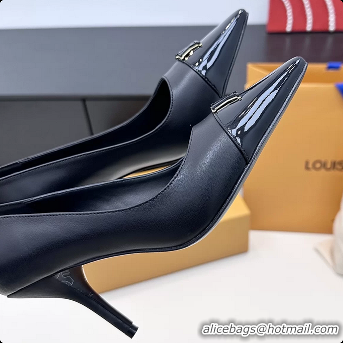 Unique Style Louis Vuitton City Pumps Shoes Black Patent Leather 100MM 6061503