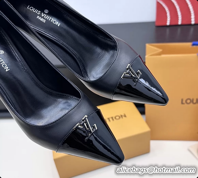 Unique Style Louis Vuitton City Pumps Shoes Black Patent Leather 100MM 6061503