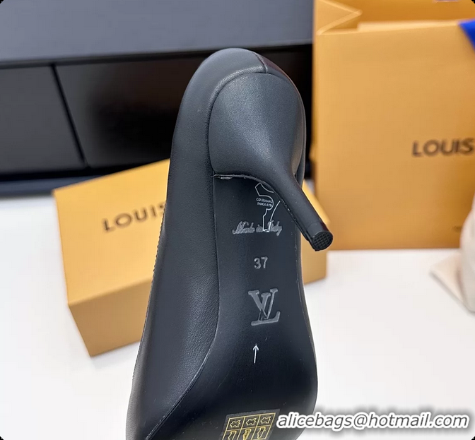 Pretty Style Louis Vuitton City Pumps Shoes Black Calfskin Leather 100MM 6061505