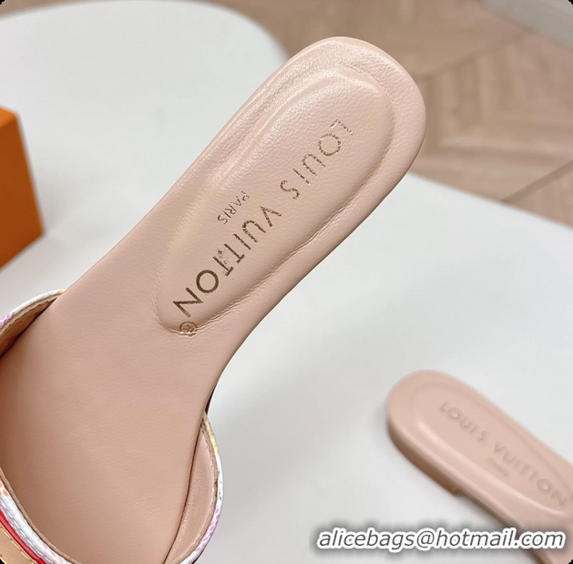 Good Looking Louis Vuitton Neo Revival Flat Slides Sandal Mules Shoes White Pink Damier Canvas 6061506