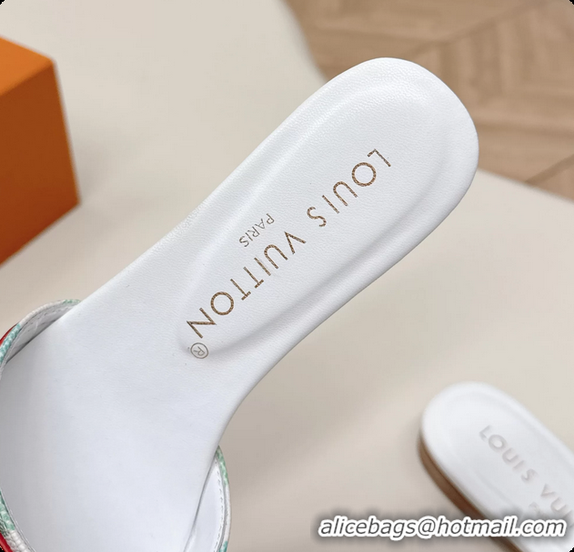 Charming Louis Vuitton Neo Revival Flat Slides Sandal Mules Shoes White Blue Damier Canvas 6061506