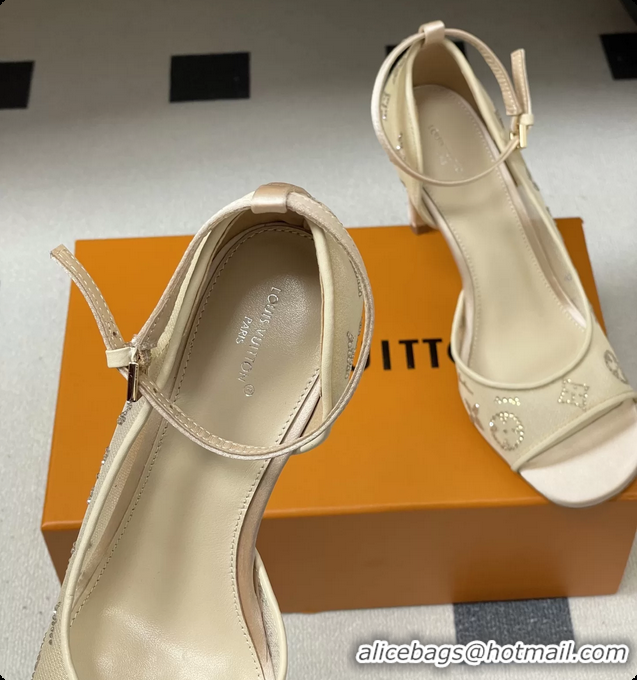Best Product Louis Vuitton Gala High Heeled Sandals Shoes Beige Mesh Monogram Strass 85MM 6061507
