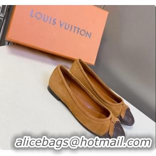Unique Style Louis Vuitton Nina Bow Ballet Flat Shoes Monogram Canvas and Light Blue Brown Suede Leather 6061601