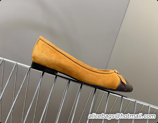 Unique Style Louis Vuitton Nina Bow Ballet Flat Shoes Monogram Canvas and Light Blue Brown Suede Leather 6061601