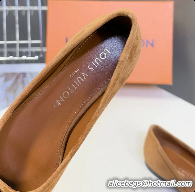 Unique Style Louis Vuitton Nina Bow Ballet Flat Shoes Monogram Canvas and Light Blue Brown Suede Leather 6061601
