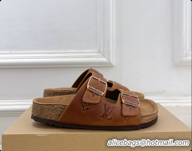 Good Product Louis Vuitton LV Venice Flat Mules Sandals Brown Monogram Calf Leather 6061604