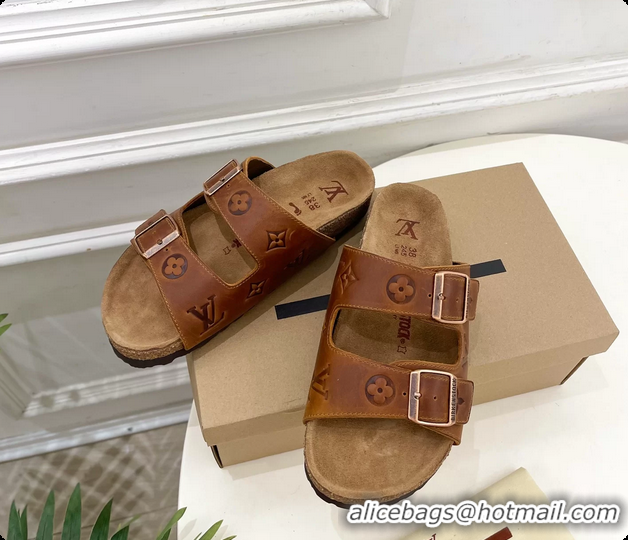 Good Product Louis Vuitton LV Venice Flat Mules Sandals Brown Monogram Calf Leather 6061604