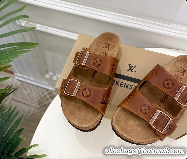 Good Product Louis Vuitton LV Venice Flat Mules Sandals Brown Monogram Calf Leather 6061604