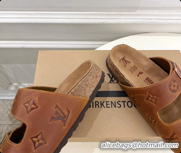 Good Product Louis Vuitton LV Venice Flat Mules Sandals Brown Monogram Calf Leather 6061604