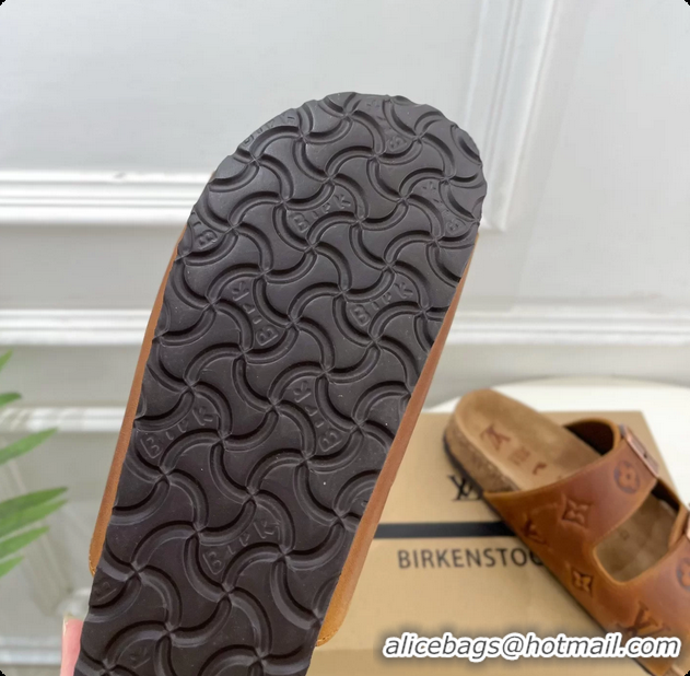 Good Product Louis Vuitton LV Venice Flat Mules Sandals Brown Monogram Calf Leather 6061604