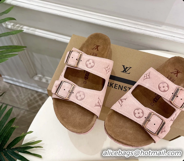 Pretty Style Louis Vuitton LV Venice Flat Mules Sandals Pink Monogram Suede Calf Leather 6061604