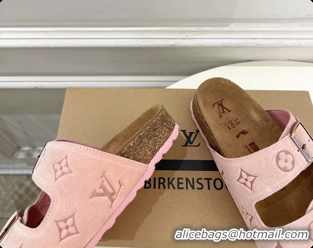 Pretty Style Louis Vuitton LV Venice Flat Mules Sandals Pink Monogram Suede Calf Leather 6061604