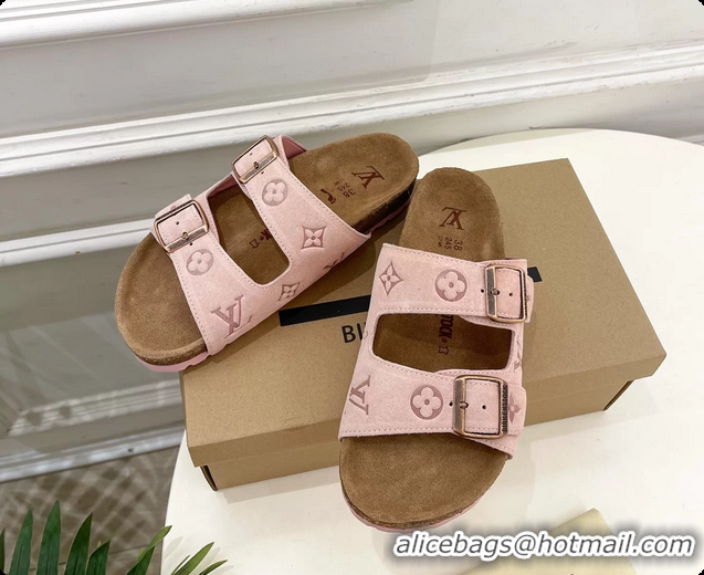 Pretty Style Louis Vuitton LV Venice Flat Mules Sandals Pink Monogram Suede Calf Leather 6061604