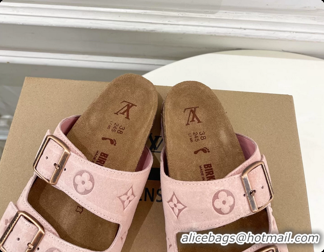 Pretty Style Louis Vuitton LV Venice Flat Mules Sandals Pink Monogram Suede Calf Leather 6061604