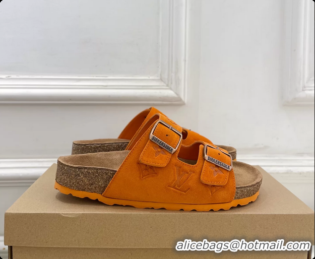 Best Product Louis Vuitton LV Venice Flat Mules Sandals Orange Monogram Suede Calf Leather 6061604