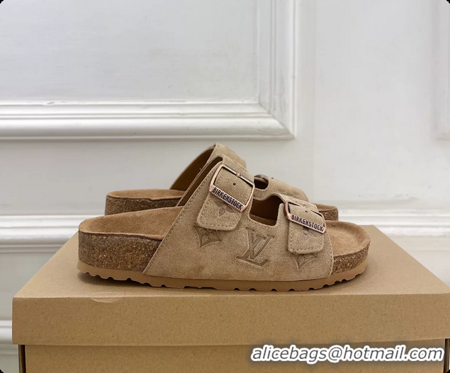 Unique Louis Vuitton LV Venice Flat Mules Sandals Gray Monogram Suede Calf Leather 6061604