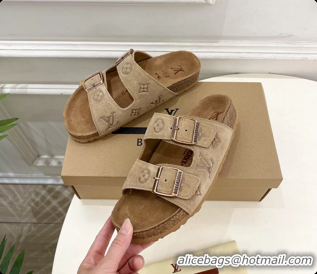 Unique Louis Vuitton LV Venice Flat Mules Sandals Gray Monogram Suede Calf Leather 6061604