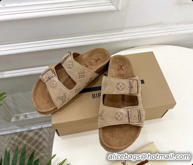 Unique Louis Vuitton LV Venice Flat Mules Sandals Gray Monogram Suede Calf Leather 6061604