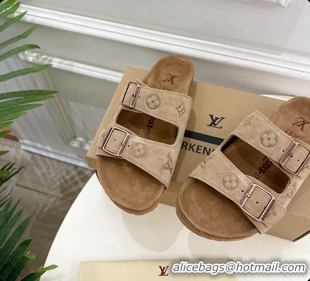 Unique Louis Vuitton LV Venice Flat Mules Sandals Gray Monogram Suede Calf Leather 6061604